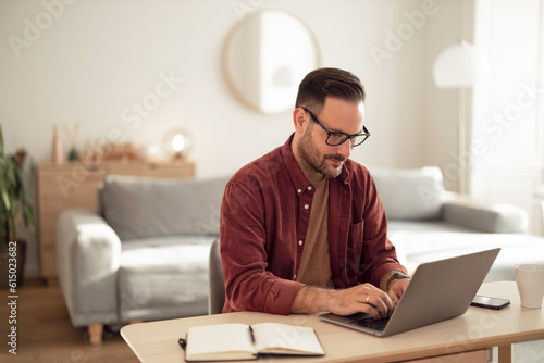 Tableau sur toile Businessman working over the laptop