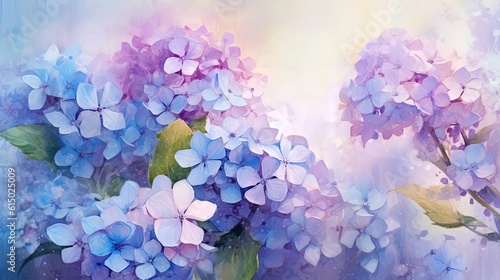Hydrangea flowers in soft pastel colours impressionist style background