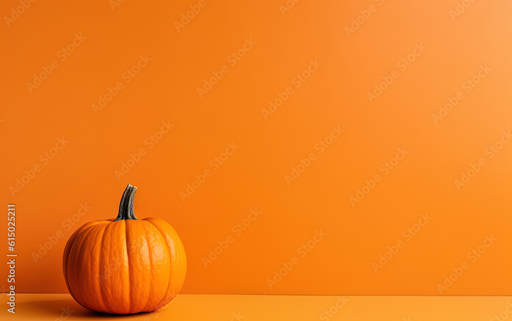 Single pumpkin on orange background Single pumpkin on orange background