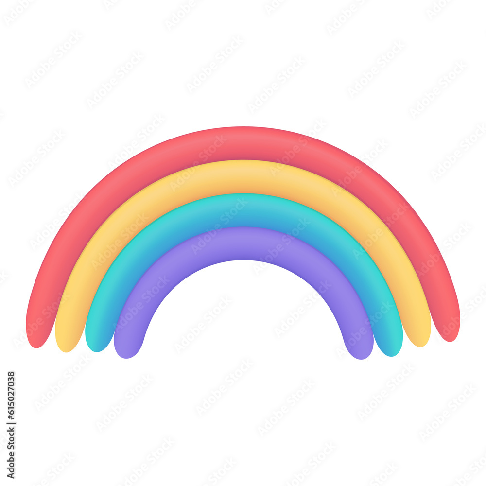 Fototapeta premium 3D weather forecast icons clear sky after rain Beautiful rainbow. 3D illustration.