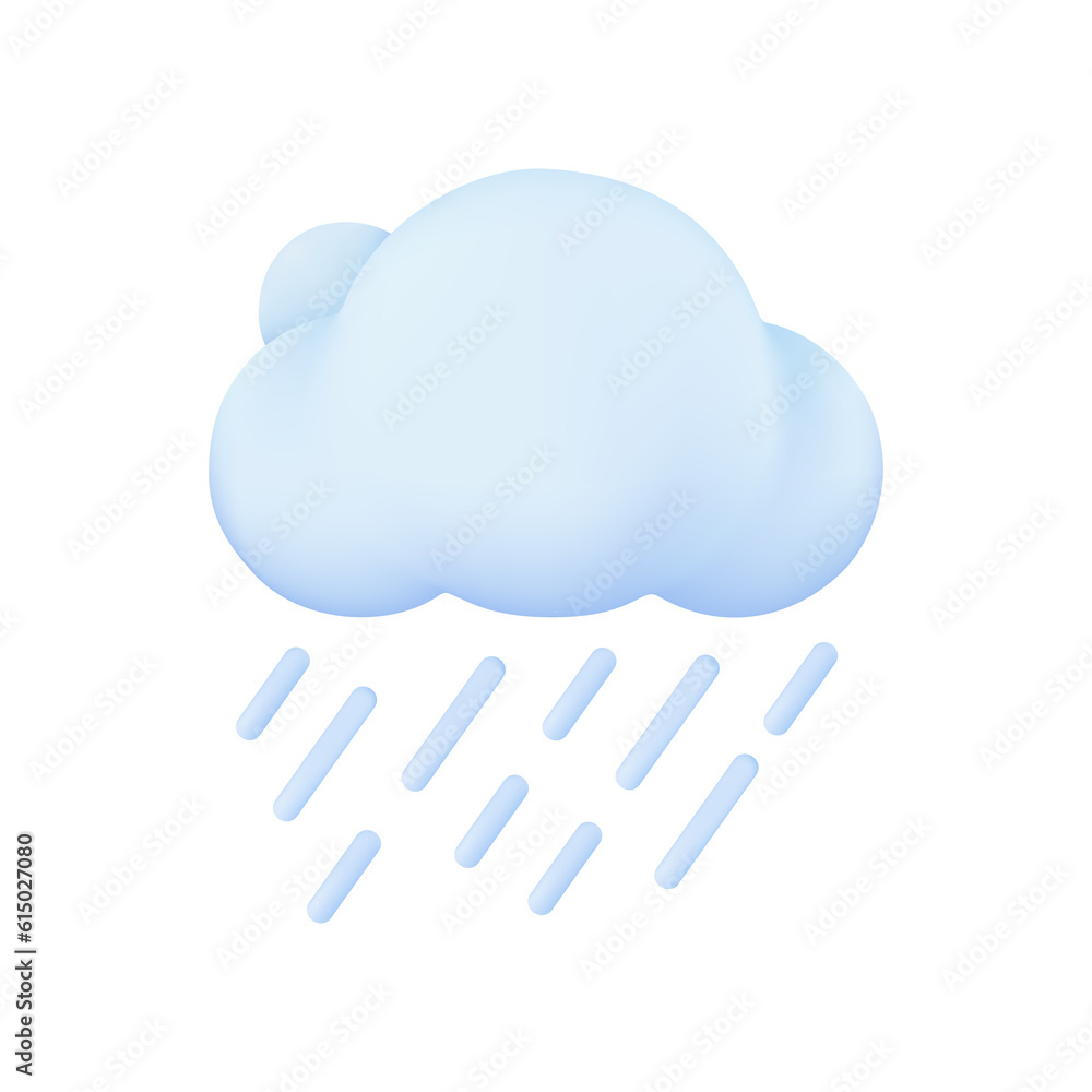 3D weather forecast icons white clouds in the rainy season with strong winds and rain 3D weather forecast icons white clouds in the rainy season with strong winds and rain