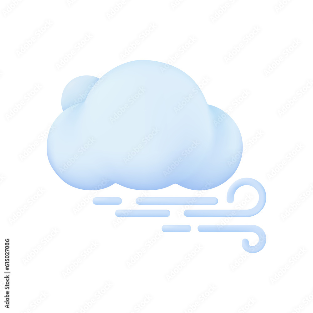3D weather forecast icons white clouds in the rainy season with strong winds and rain 3D weather forecast icons white clouds in the rainy season with strong winds and rain