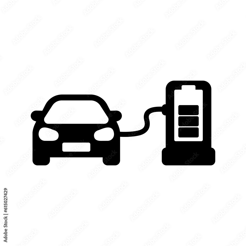 Electric car charging station icon color editable Electric car charging station icon color editable