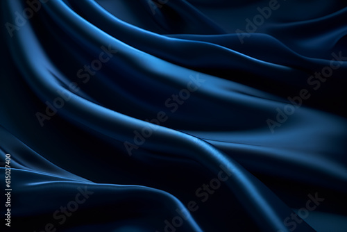 Smooth elegant dark blue silk or satin luxury cloth texture can use as abstract background. Luxurious background design