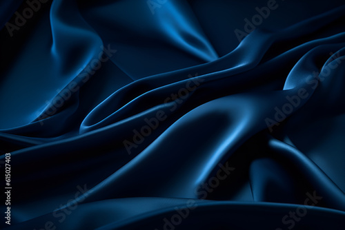 Smooth elegant dark blue silk or satin luxury cloth texture can use as abstract background. Luxurious background design