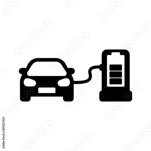 Electric car charging station icon color editable