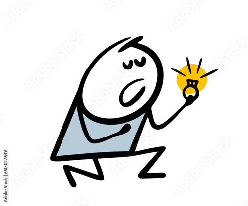 Groom man got down on one knee and hands his girlfriend a diamond ring, asks her to marry him. Vector illustration of a cartoon engagement.