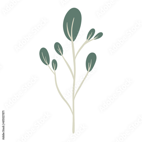  Hand-draw leaves in gouache digital illustration style