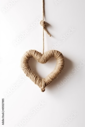 Rope in the shape of a heart. Light background. 