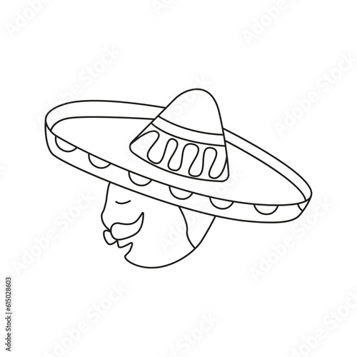 vector illustration mexican in sambrero in doodle style photo