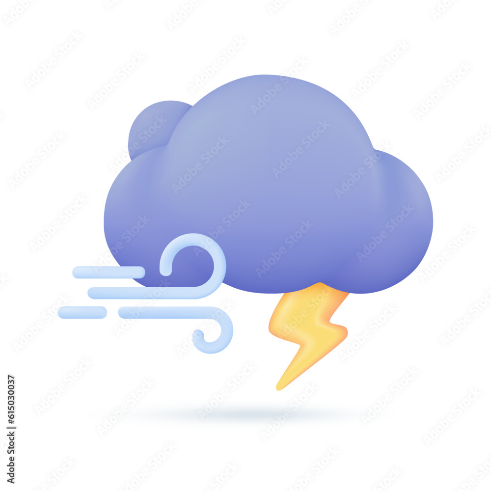 3D weather forecast icons Black cloud with thunder from a rainstorm. 3d illustration 3D weather forecast icons Black cloud with thunder from a rainstorm. 3d illustration