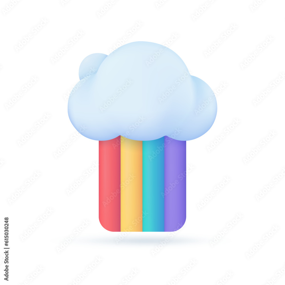 3D weather forecast icons clear sky after rain Beautiful rainbow. 3D illustration. 3D weather forecast icons clear sky after rain Beautiful rainbow. 3D illustration.