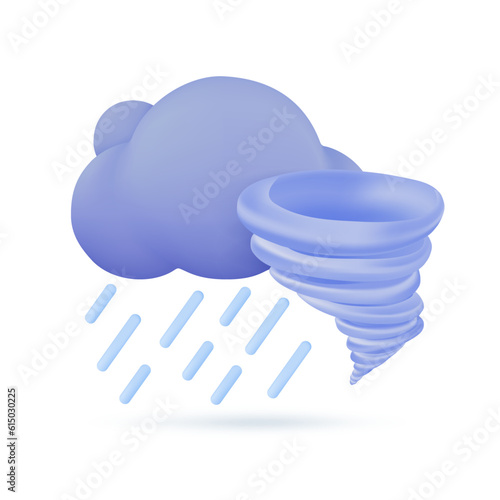 3D weather forecast icons Thunderstorms and whirlwinds Stormy weather. 3d illustration