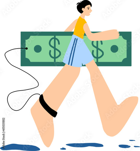 Illustration vector graphic of money surfboard. Fit for business promotion, entrepeneurship events or conferences, financial education, business website or blog, motivational content photo