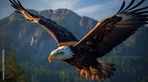 An adult bald eagle (Haliaeetus leucocephalus), Alaska, United States of America, North America. Generative AI