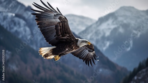 An adult bald eagle  Haliaeetus leucocephalus   Alaska  United States of America  North America. Generative AI