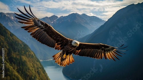 An adult bald eagle (Haliaeetus leucocephalus), Alaska, United States of America, North America. Generative AI © Irina