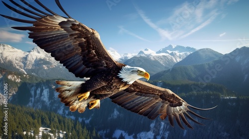 An adult bald eagle (Haliaeetus leucocephalus), Alaska, United States of America, North America. Generative AI