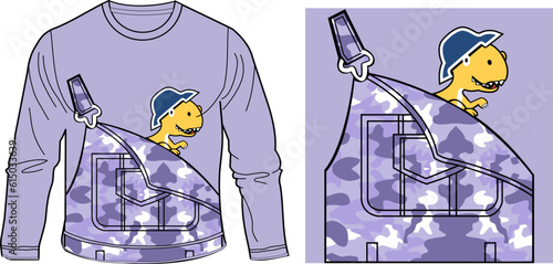 dinosaur camo t-shirt graphic design vector illustration
