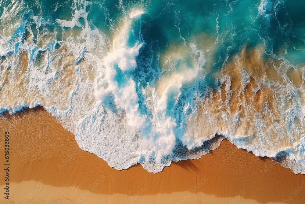 Overhead shot of sea waves with clean beach sand and sunlight background 24 Overhead shot of sea waves with clean beach sand and sunlight background 24