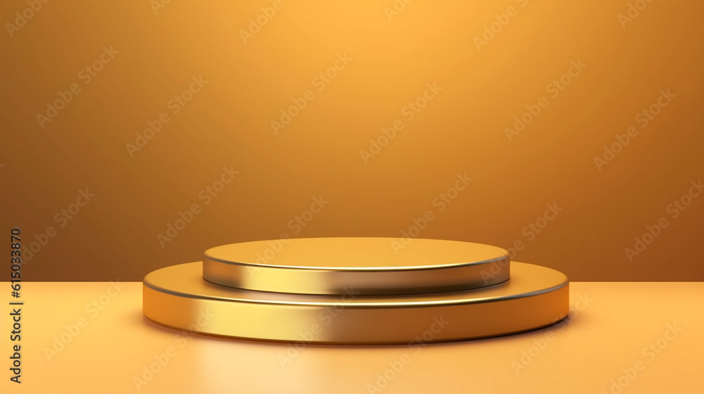 fashionable golden podium in minimalist style. Generative Ai. fashionable golden podium in minimalist style. Generative Ai.