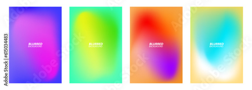 Blurred color stains. Set of abstract backgrounds with color gradients. Graphic templates collection for brochure covers, posters and flyers. Vector illustration.