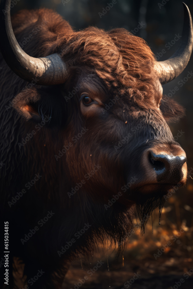Portrait of Buffalo Dramatic and Cinematic Lighting Photography, Generative AI Portrait of Buffalo Dramatic and Cinematic Lighting Photography, Generative AI