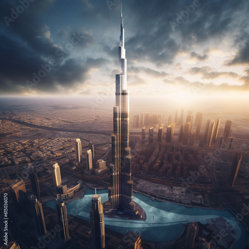 Murais de parede Burj Khalifa skyscraper. Generative AI.