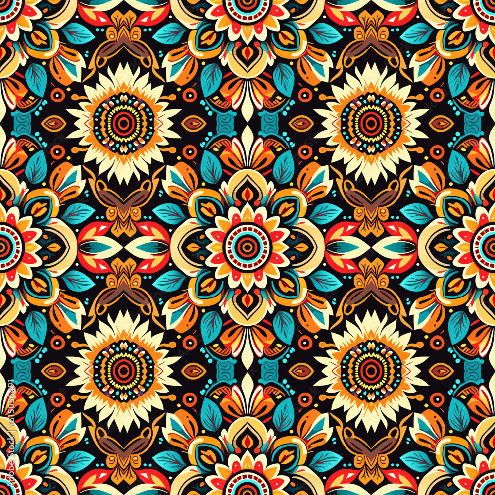 Vector seamless pattern. Colorful ethnic ornament. Arabesque style.