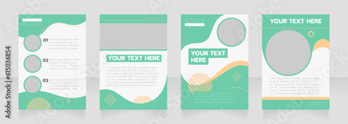 Hospital green wavy blank brochure layout design. Project info. Vertical poster template set with empty copy space for text. Premade corporate reports collection. Editable flyer paper pages