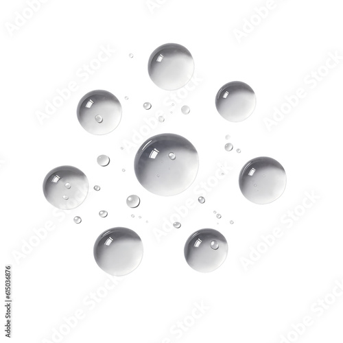 8 drops of water isolated on transparent background cutout , generative ai