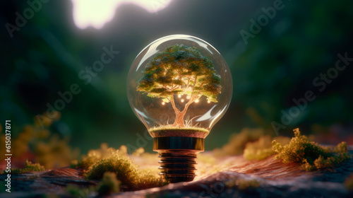 latern, light, tree, wood, forest, generative ai