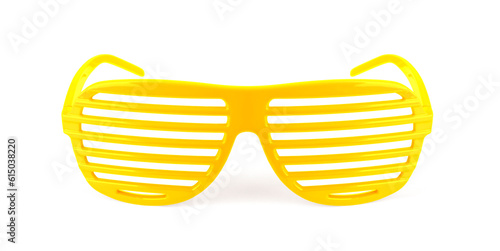 yellow striped sunglasses isolated on white