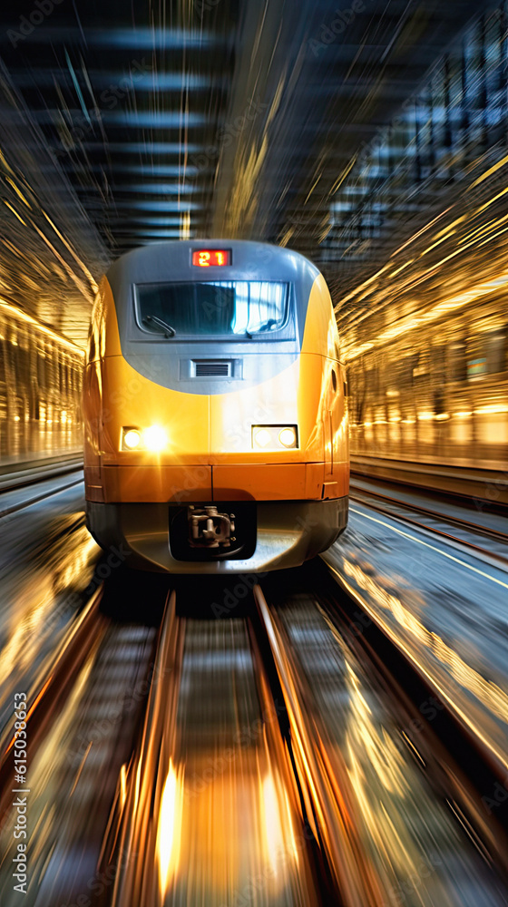 Modern Train, Motion blur, Transportation, Railway, ai generative