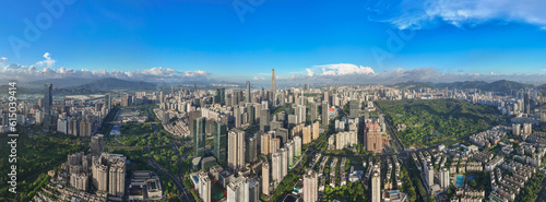 Shenzhen city view in drone view.