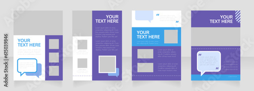 Communication service blank brochure layout design. Project info. Vertical poster template set with empty copy space for text. Premade corporate reports collection. Editable flyer paper pages