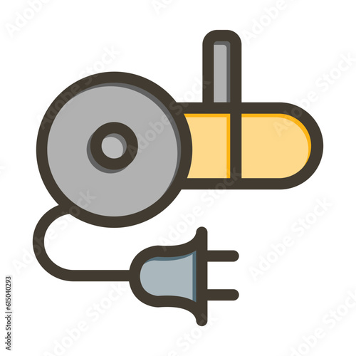 Angle Grinder Vector Thick Line Filled Colors Icon Design