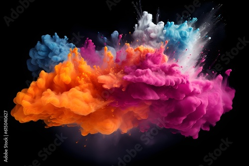 Splash with orange. violet, blue and hite colors. Generative AI © Andrii
