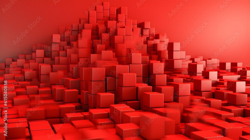 Fototapeta premium Abstract red cubes background. Generated AI