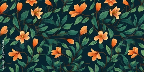 AI Generated. AI Generative. Vintage retro plant flower pattern background texture scene. Decorative floral romantic graphic style. Graphic Art