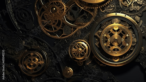 clock background  generative  ai  machine  mechanical  blue gold