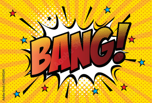 Lettering BANG. Comic text sound effects. Vector bubble icon speech phrase, cartoon exclusive font label tag expression,vector illustration. 