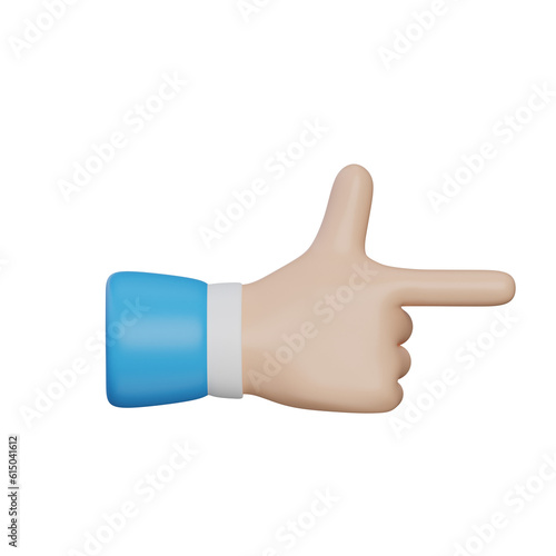 pistol hand gesture 3d