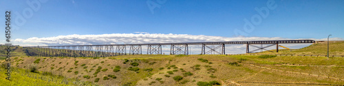 Panoramic view of the High Level Viaduct in Lethbridge, Alberta, Canada.
