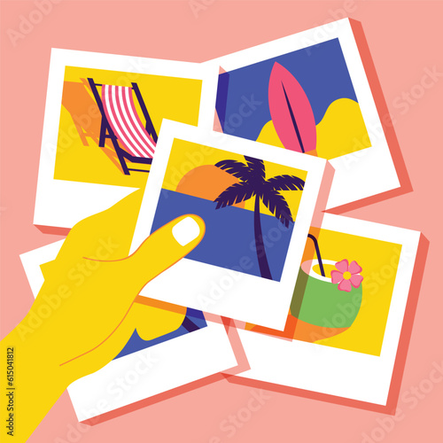 Summer Holiday Photos Memories Illustration