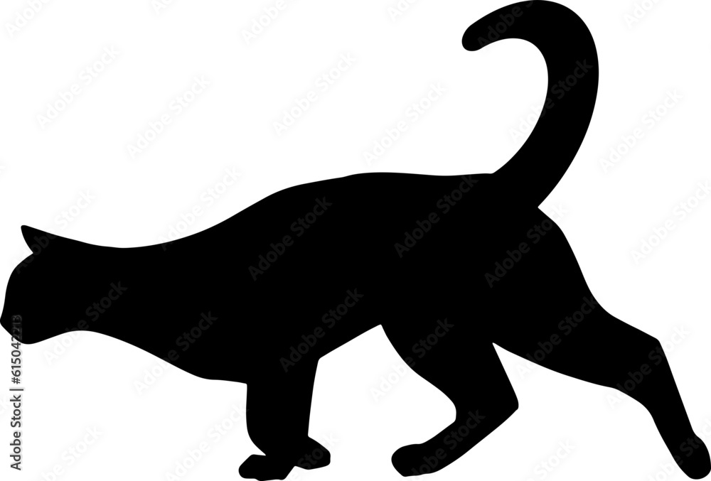Fototapeta premium black cat silhouette cartoon cute illustration vector element
