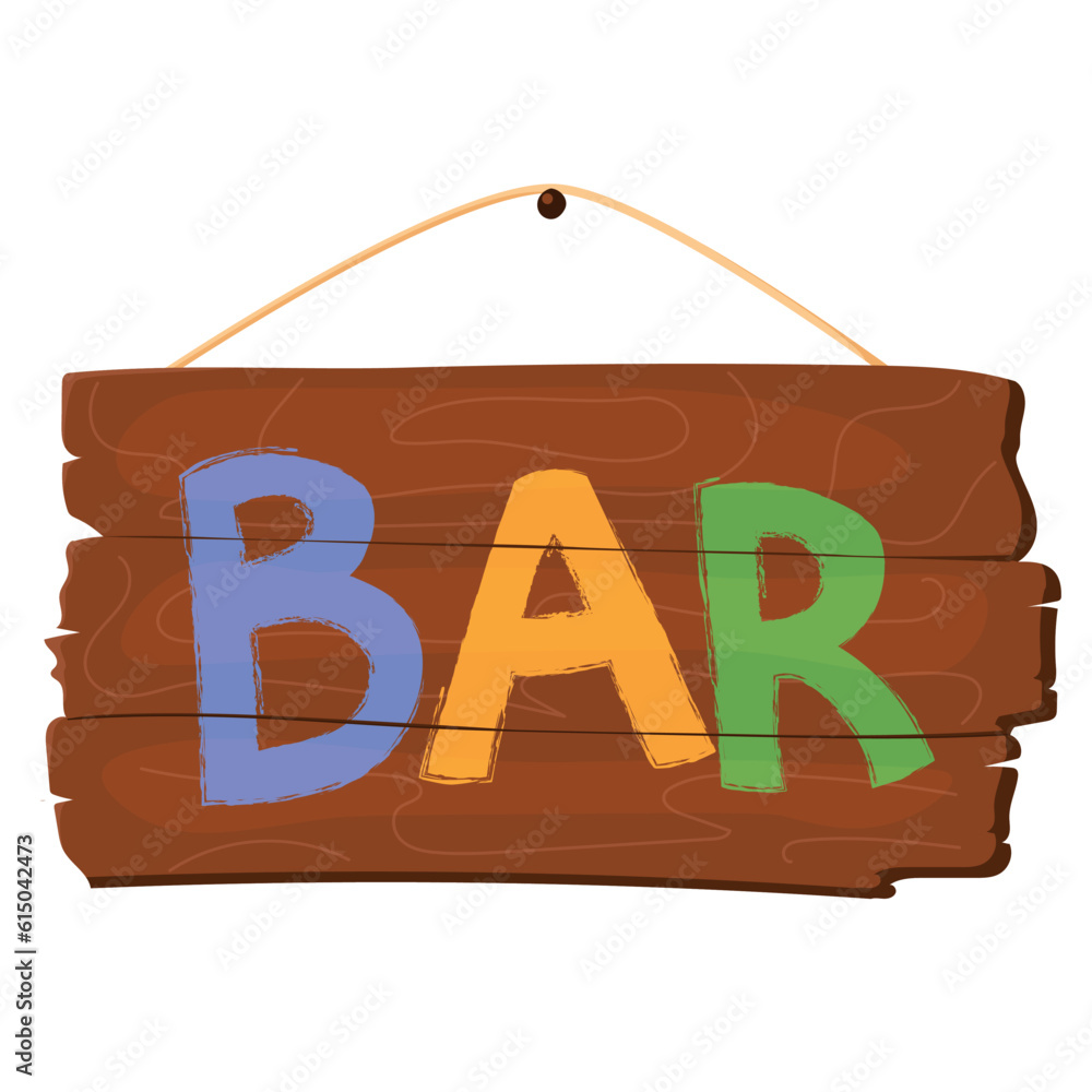 Wooden pointer in the bar. Summer signpost