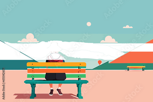 woman on a park bench