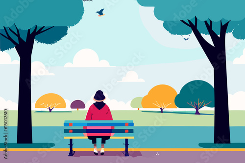 woman on a park bench photo