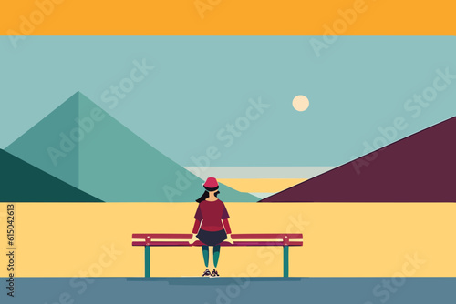 woman on a park bench